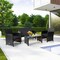 Outdoor Rattan Sofa Set with Cushions and Coffee Table 4-Piece